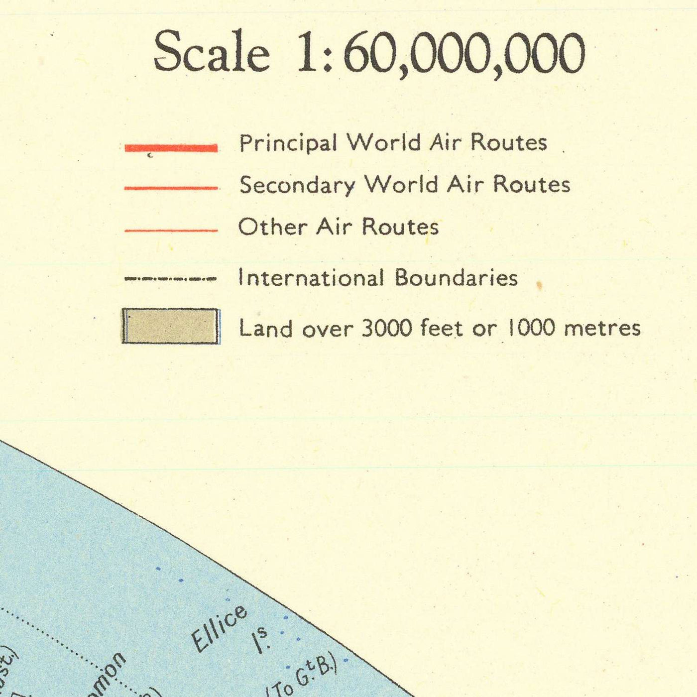 World Air Routes Map in Many Different Projections by Bartholomew, 1957