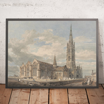 A framed image of North East View of Grantham Church Lincolnshire by Turner 1797