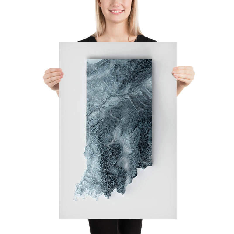 Indiana Topographische 3D-Reliefkarte 