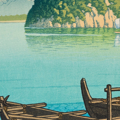 Morning at Mitohama Beach with Mt Fuji by Hasui Kawase 1935