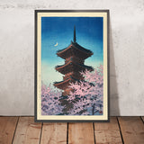 Toshogu Shrine and Cherry Blossom in Spring Dusk by Hasui Kawase 1935