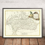 Antica mappa dell'Andalusia e di Granada di Zatta, 1776: Siviglia, Malaga, Gibilterra, Cadice 