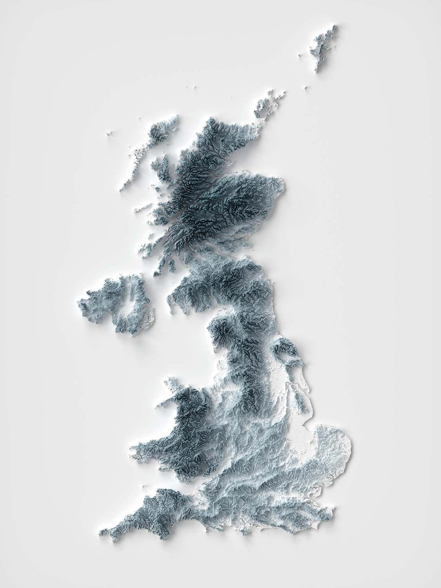 Mappa topografica 3D del Regno Unito 