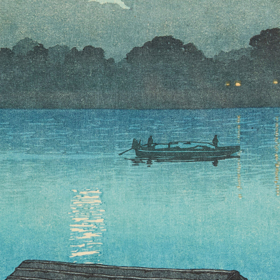 Luna llena en el río Arakawa en Akabane de Hasui Kawase, 1935 