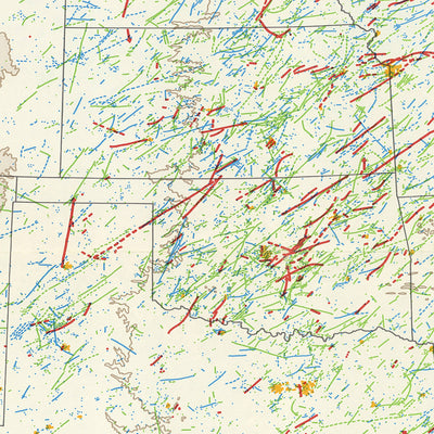 Old Map of US Tornado Activity 1930-1974 by Fujita & Pearson: Paths, Death Statistics, Tornado Alley
