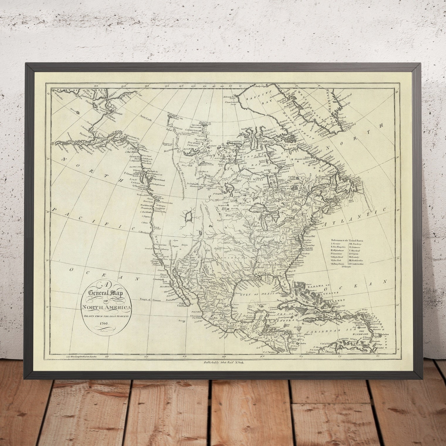 Early Map of the United States by Reid, 1796: Mexico, Central America ...