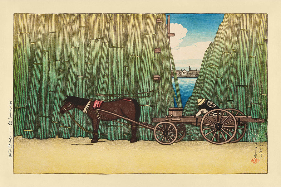 Banco del río, Komagata de Hasui Kawase 1935 