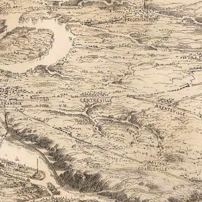 US Civil War Chart by Bachman, 1861: "The Seat of War", Virginia, Maryland, Washington DC