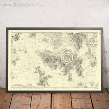 Ancienne carte nautique de Hong Kong par Belcher, 1953 : Port de Victoria, Péninsule de Kowloon 