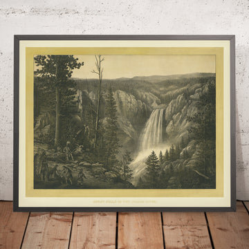 A framed image of Great Falls of the Yellow-Stone by Kurz & Allison, 1885