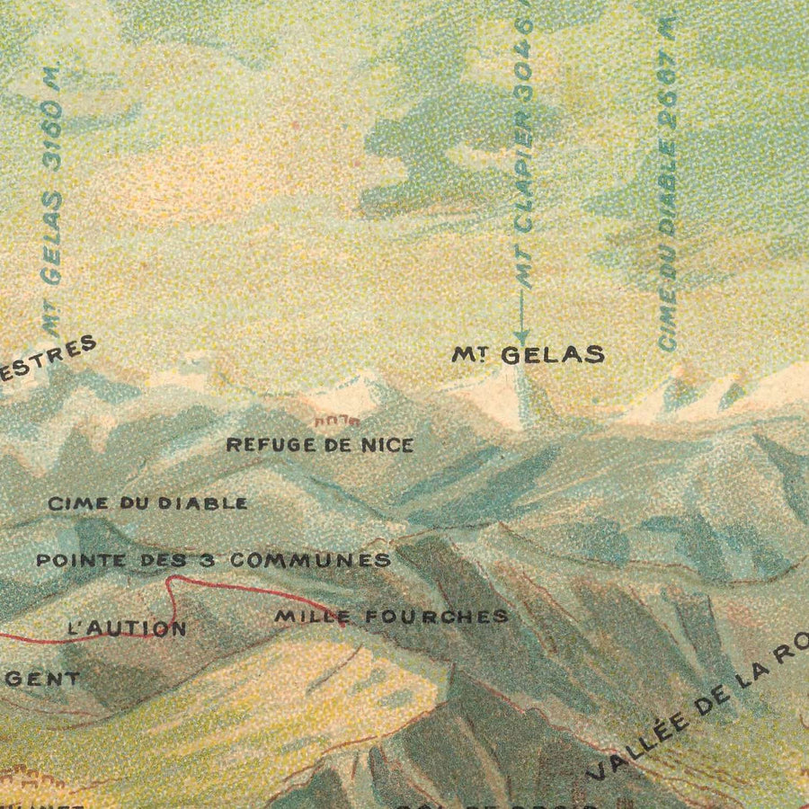 Vecchia mappa Birdseye della Costa Azzurra di Legresle, 1925: Nizza, Cannes, Monaco, Antibes, Tolone 