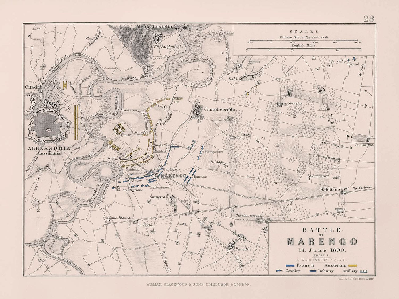 Bataille de Marengo, 14 juin 1800, par AK Johnston, 1800