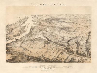 US Civil War Chart by Bachman, 1861: "The Seat of War", Virginia, Maryland, Washington DC