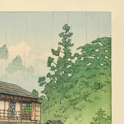 Source thermale Sakunami Onsen dans la préfecture de Miyagi par Hasui Kawase 1935 