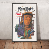 Póster de viaje de Nueva York, Fly TWA de David Klein, 1970 