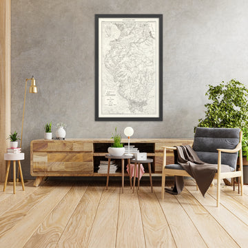 Old Physiographic Map of Illinois by Bier, 1956: Chicago, Miss. & Ill. Rivers, Shawnee Hills, Driftless, Glacial Limit