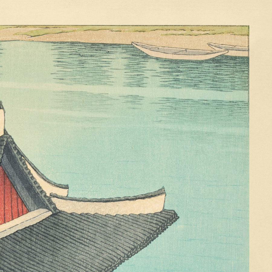 Primavera en el Pabellón Pubyong en Pyongyang, Corea por Hasui Kawase 1939 