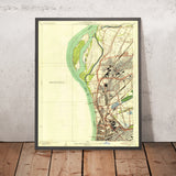 Old Map of St. Louis, Missouri by USGS, 1935 – Granite City, East St. Louis & Mississippi River