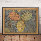 Old Cloverleaf World Map with Jerusalem in the Middle by Bunting, 1582