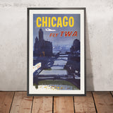 Chicago Travel Poster: Fly TWA by Austin Briggs, 1960