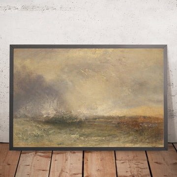 A framed image of Stormy Sea Breaking on a Shore by Turner, 1840