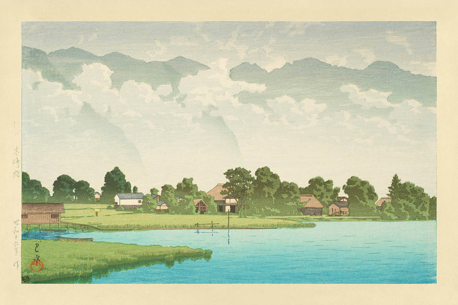 Lago Kizaki en Shinshu por Hasui Kawase 1935 