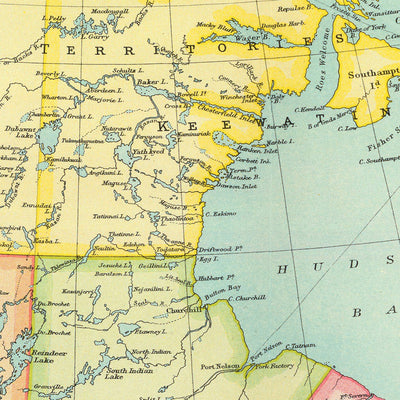 Old Map of the Dominion of Canada, 1922: Great Lakes, Rocky Mountains, Shipping Routes, Arctic Archipelago