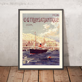 Affiche de voyage d'Alger : Cie. Gle Transatlantique par Fernand Le Quesne, 1901 