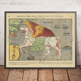 Old Pegasus Map of Asia by Bunting, 1616: Mythical Design, Symbolic Themes