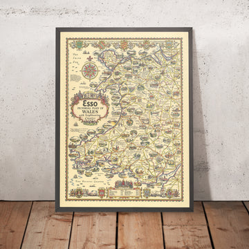 Antigua mapa de Esso de Gales por AE Taylor, 1934 