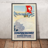 Snowy Bernese Oberland Travel Poster: Jungfrau Railway by Emil Cardinaux