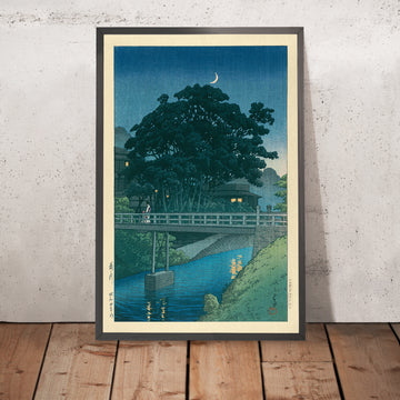 Ein gerahmtes Bild der Takinogawa-Brücke von Hasui Kawase, 1935