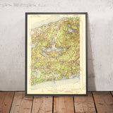 Old Map of Harwich, Massachusetts by USGS, 1943 – Brewster, Cape Cod Bay & Nantucket Sound