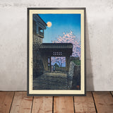 Luna Llena Sobre el Castillo de Matsuyama por Hasui Kawase 1935 