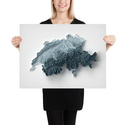 Switzerland Topographic 3D Relief Map