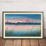Sonnenuntergang am See und Segelboot von Hasui Kawase, 1935 