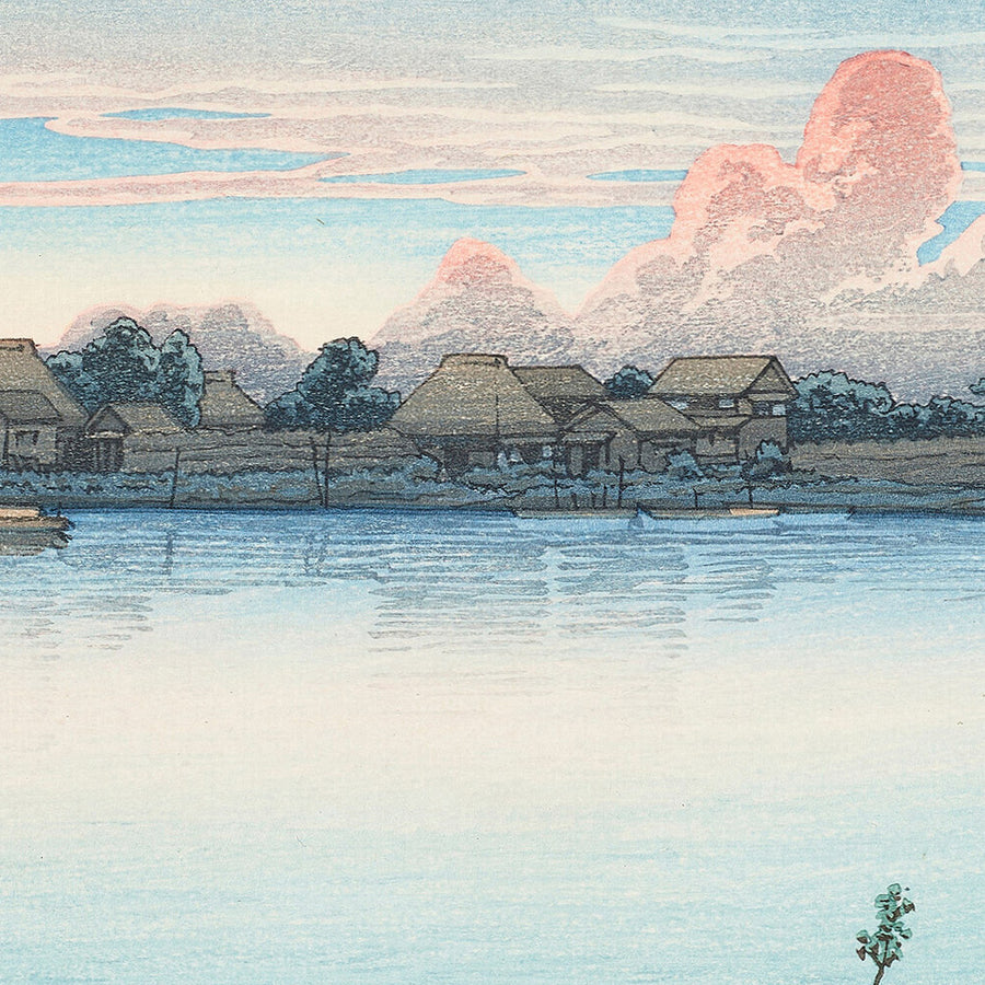 Velero en un lago en el otoño temprano, Urayasu de Hasui Kawase 1935 