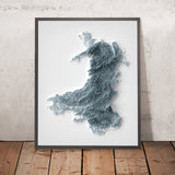 Carte topographique en relief 3D du Pays de Galles 