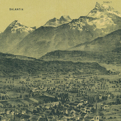 Bex-les-Bains Travel Poster: Rhonethal, Schweiz, 1890