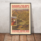 Reiseplakat Berner Oberland: Burgdorf–Thun–Emmental–Solothurn Bahn von Anton Reckziegel, 1908 