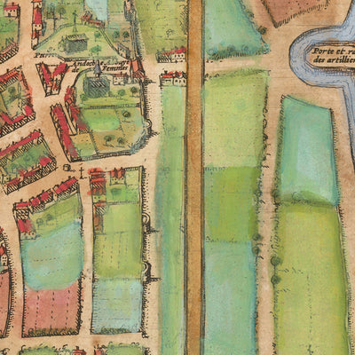 Old Map of Autun & Nevers by Braun & Hogenberg, 1581: City Walls, Cathedrals, Ducal Palace, Loire & Arroux Rivers, Bridges