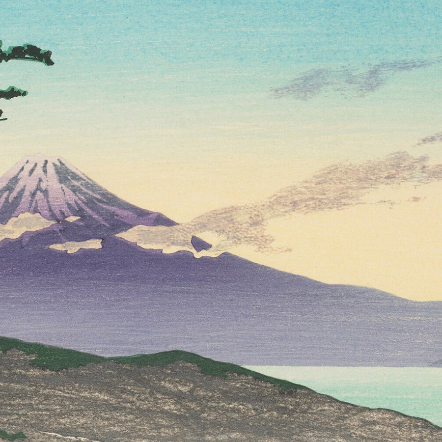 Vista del Monte Fuji por la tarde en Miho de Hasui Kawase 1935 