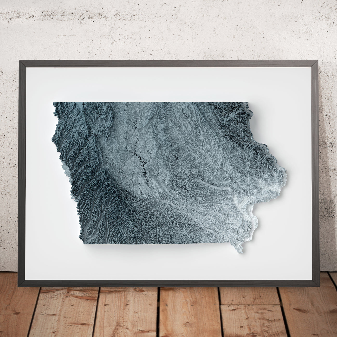 Iowa Topographic 3D Relief Map