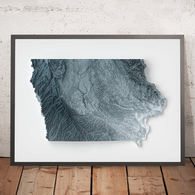 Iowa Topographic 3D Relief Map
