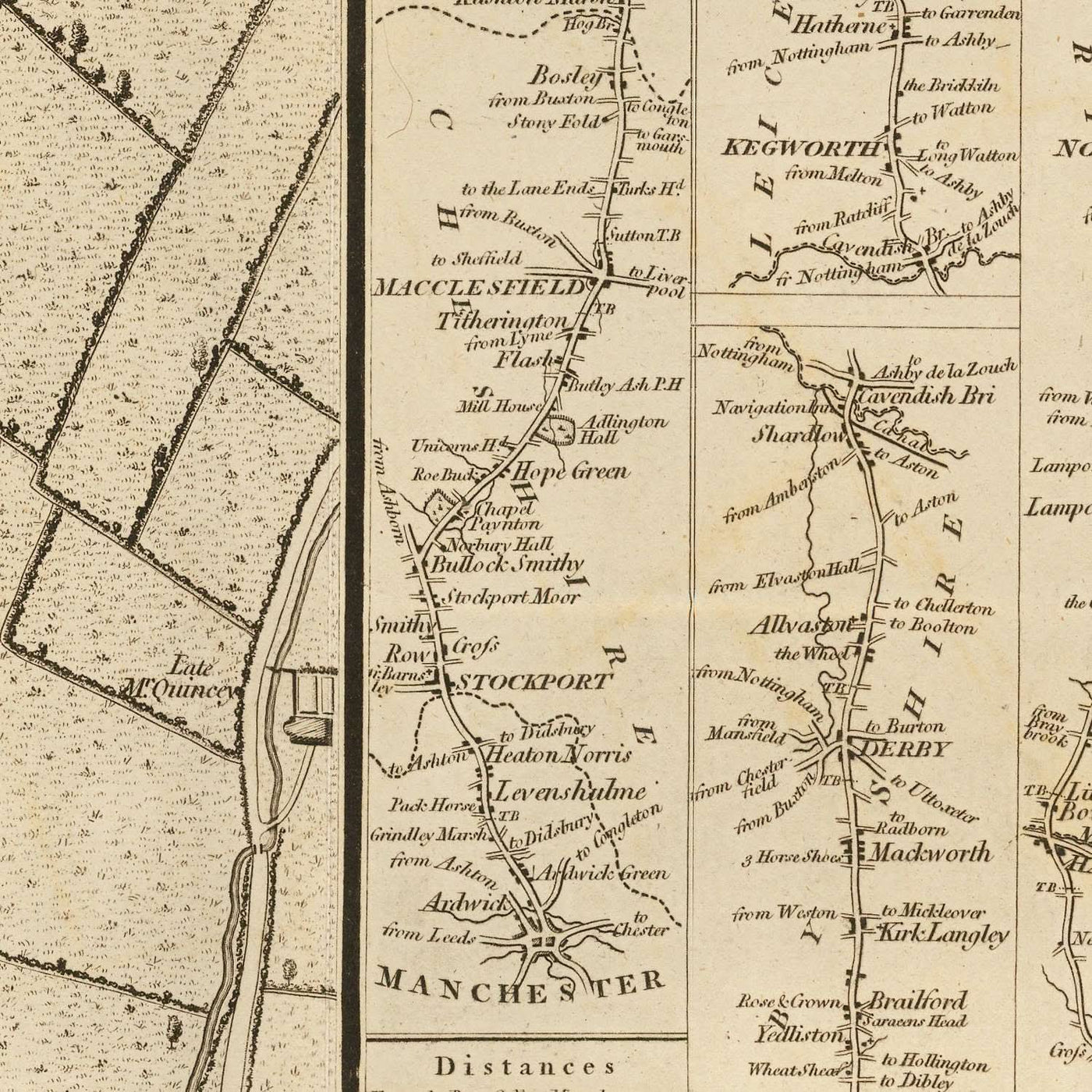 Alte Karte von Manchester von Laurent, 1793: Salford, Ancoats, Ardwick, River Irwell, River Medlock