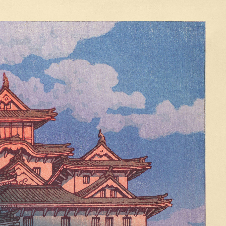Atardecer en el Castillo Shirasagi de Hasui Kawase, 1935 
