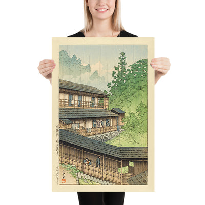 Source thermale Sakunami Onsen dans la préfecture de Miyagi par Hasui Kawase 1935 