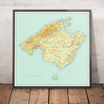 Old Topographic Map of Mallorca (Majorca), Spain, 1963: Palma, Serra Tramuntana, Alcudia Bay, Pollenca Bay, Formentor