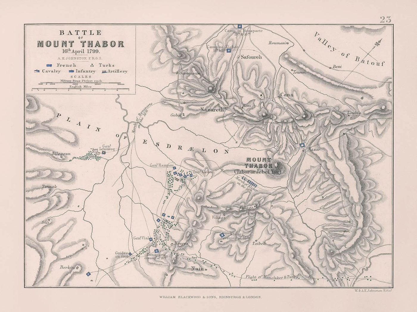 Bataille du Mont Thabor 16 avril 1799 par AK Johnston 1799