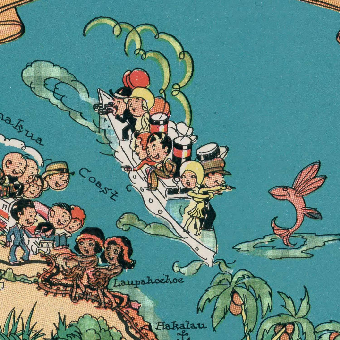 Vintage Pictorial Map of the Big Island, Hawaii, 1935